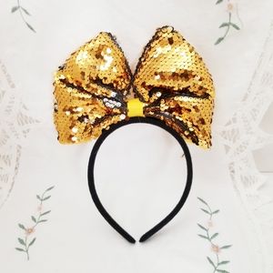 Minnie Gold Sequin Bow Kid's Headband. New
